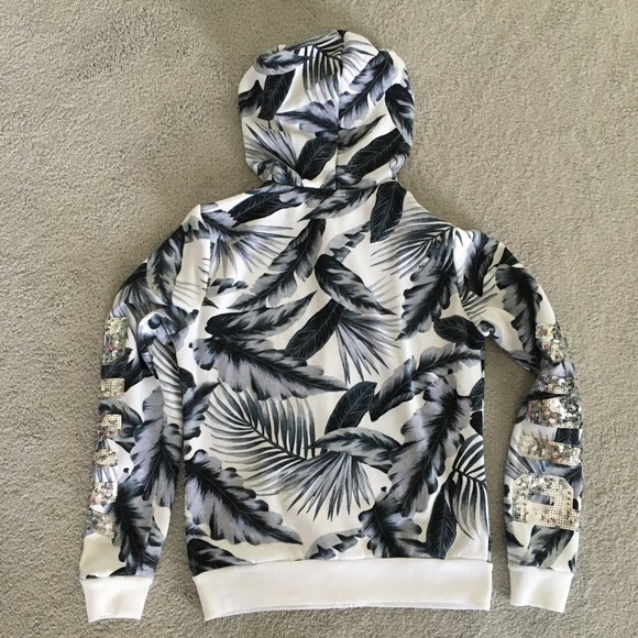 PINK Palm Tree Sequin Bling Hoodie - Picture 2 of 5